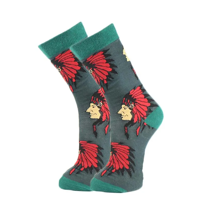 Осенне-зимние стильные японские модные жаккардовые хлопковые цветные хипстерские забавные мужские носки с принтом животных Chaussette Homme