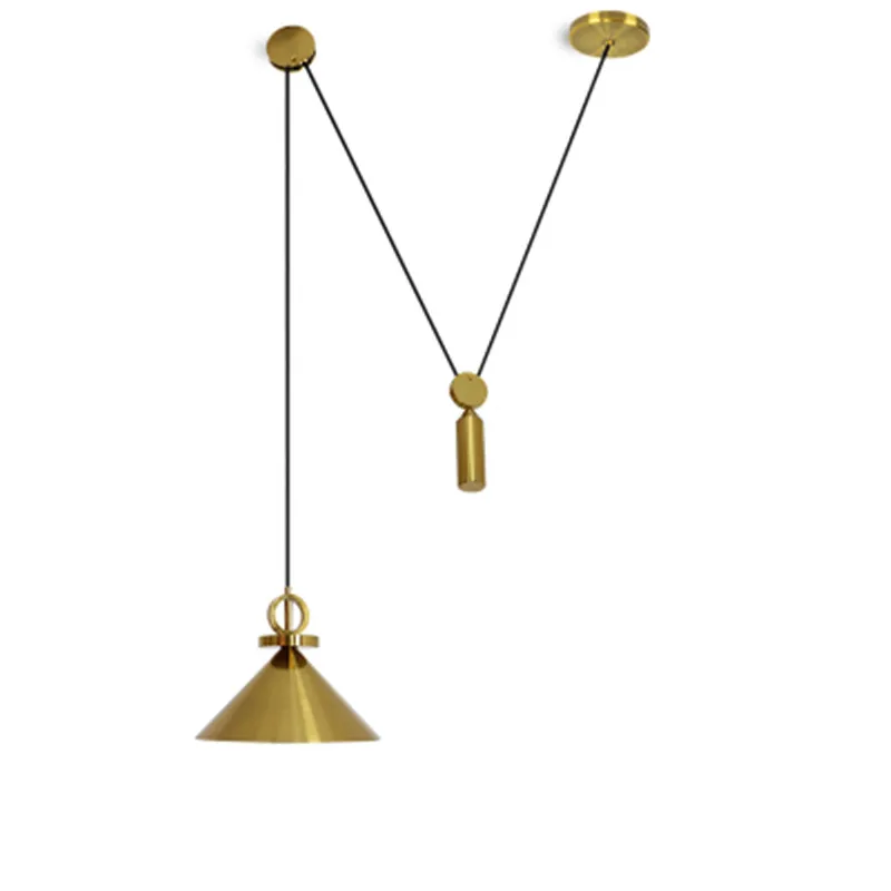 

Modern LED Pendant Lights With Golden Metal Lampshade For Living Room Adjustable Pendant Lamp Restaurant Dining Lighting