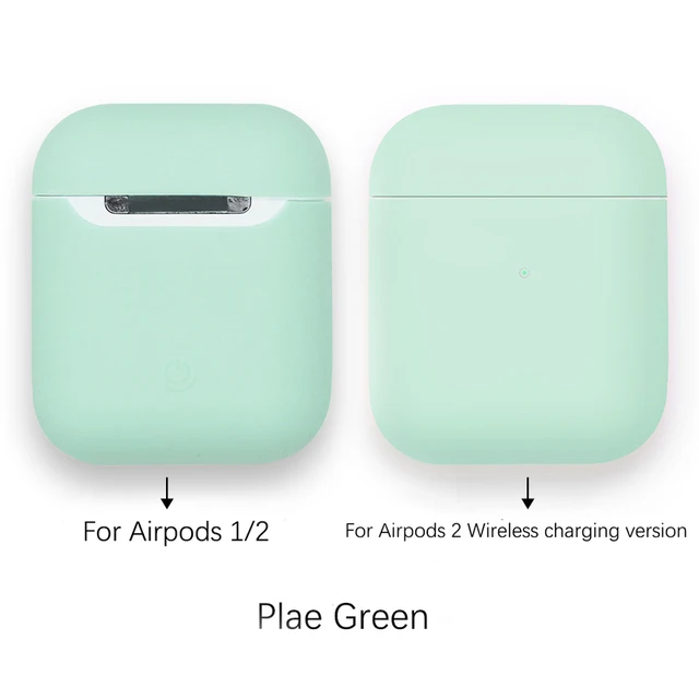 Soft Silicone Cases For Apple Airpods 1/2 Protective Bluetooth Wireless Earphone Cover For Air Pods Luxury Charging Box Bags Plae Green