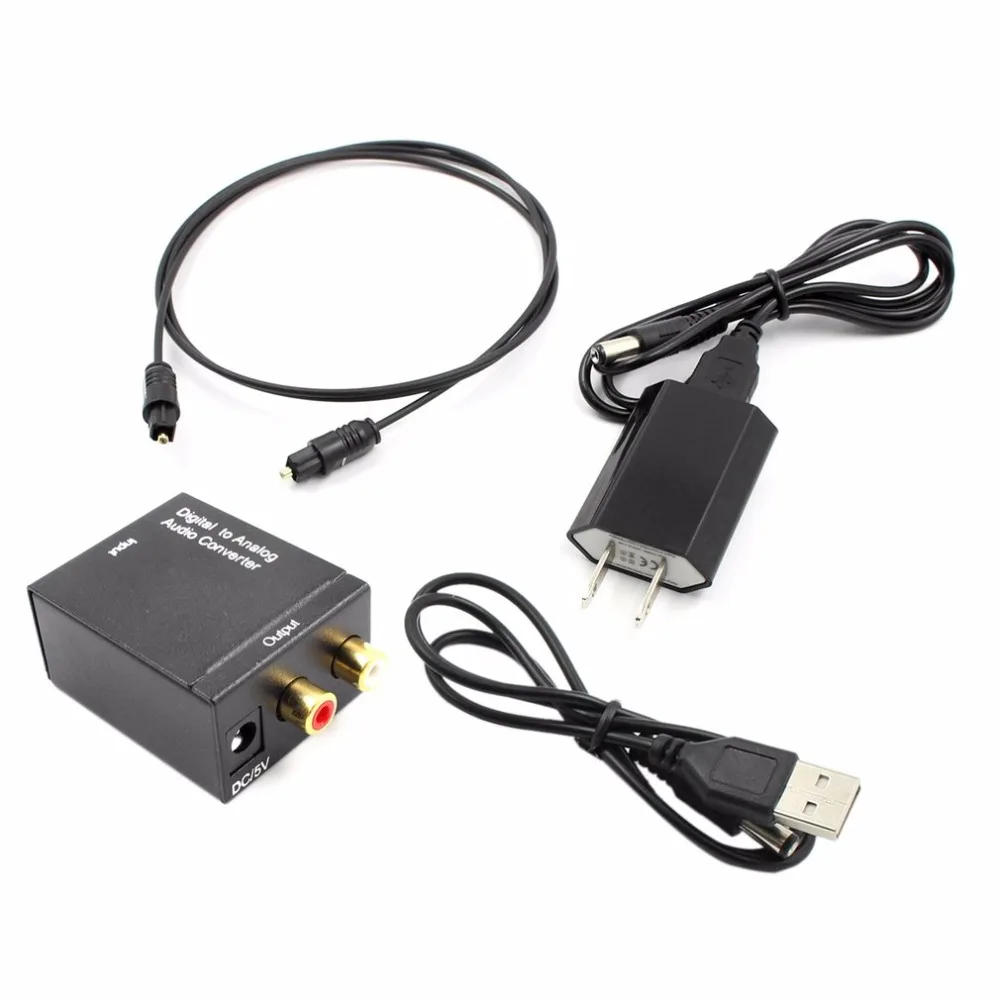 Цифровой в аналоговый аудио конвертер адаптер оптический Toslink & коаксиальный R/L RCA