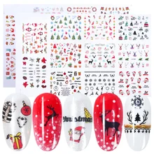 11 стикеров для ногтей, Рождественский дизайн, переводная наклейка, маникюрные слайдеры, Мультяшные, красивые, для ногтей, тату, фольга, LAE875-896