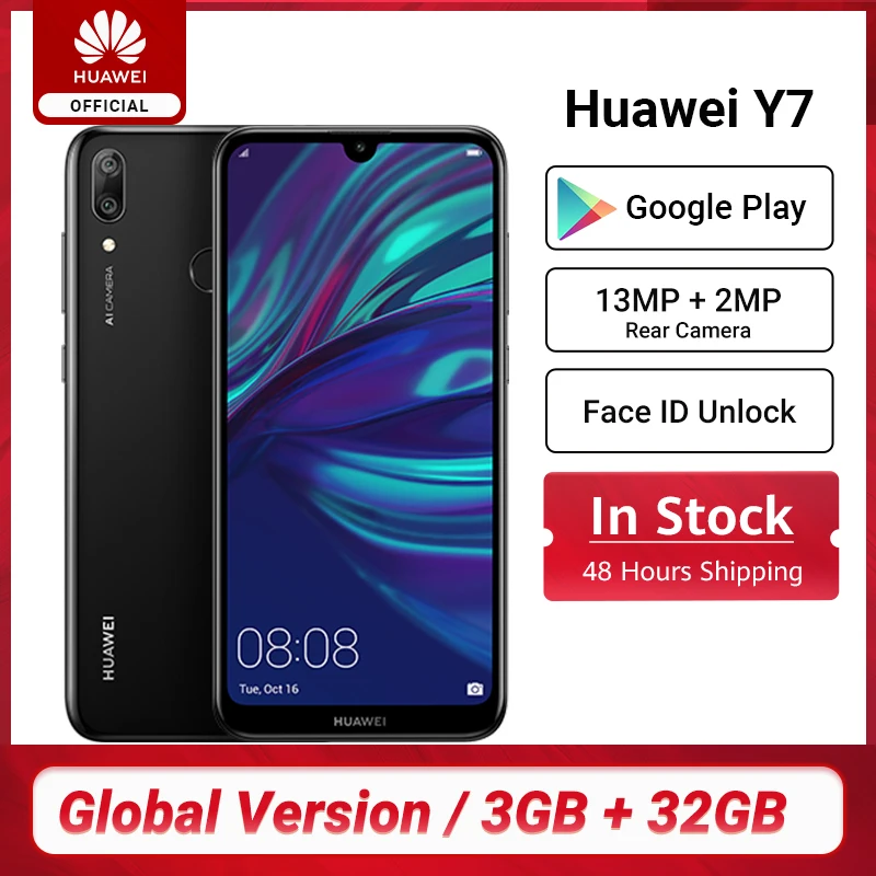 HUAWEI Y7 2019 глобальная версия смартфона Android 3 Гб оперативной памяти 32 встроенной 4000
