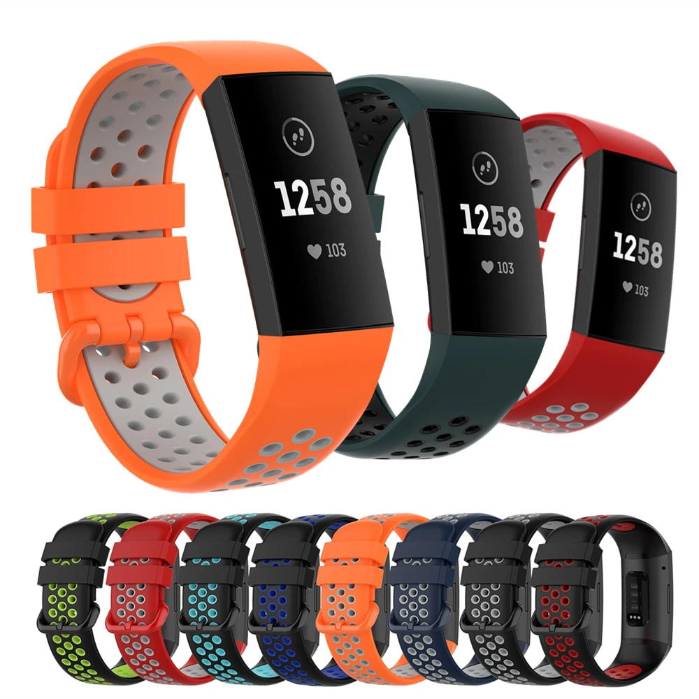 Silicone Sport Bands For Fitbit Charge 3 / Charge 4 Tracker