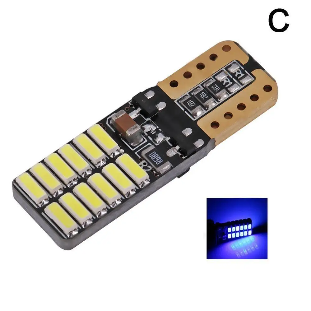 Новинка 2 шт. 12V 24V без полярности Canbus T10 светодиодный ламп с 4014SMD 24 светодиодный s светильник 194 168 W5W светодиодный светильник белого и синего цвета без OBC ERROR - Испускаемый цвет: Темно-синий