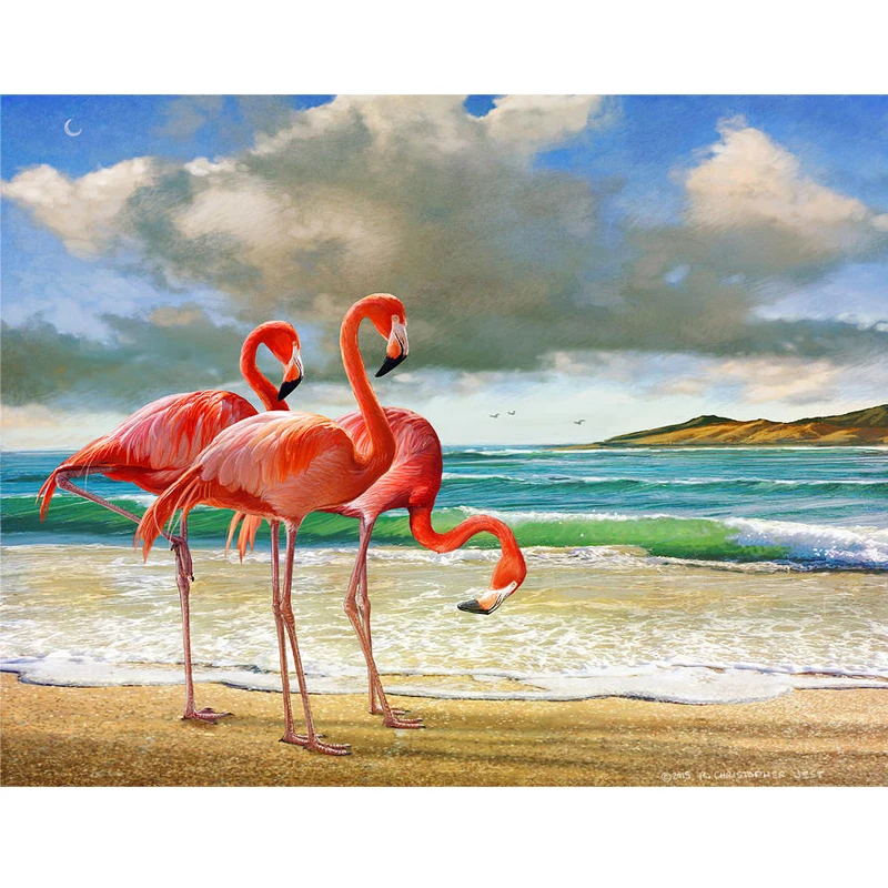 

DIY Painting By Numbers Flamingos Animals Kit Hand Painted Oil Painting Unique Gift For Home Decoration 40x50cm