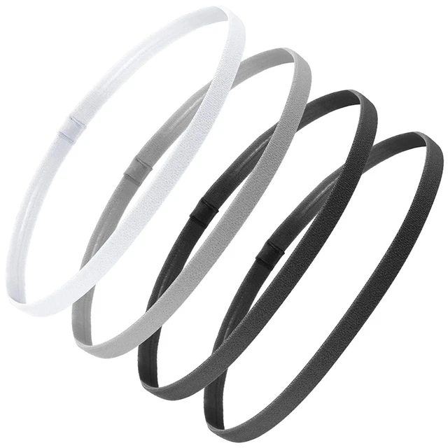4 Pieces Thick Non-Slip Elastic Sport Headbands Hair Headbands