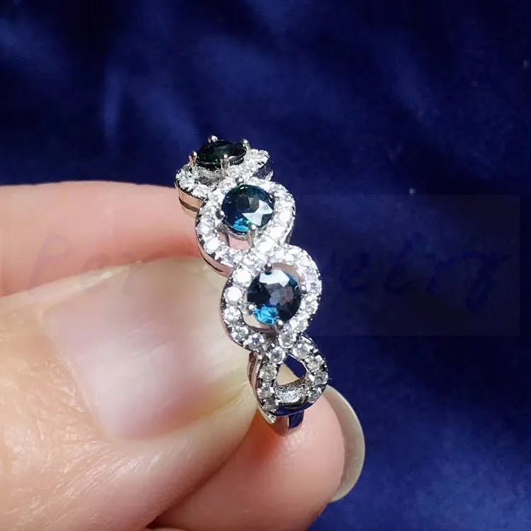 Натуральное Настоящее сапфировое круглое кольцо,, 0.15ct* 2шт драгоценный камень, серебро 925 пробы, хорошее ювелирное изделие для мужчин и женщин T911211