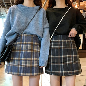 

Skirts Women Classic Plaid High Waist Student All-match Sweet School Vintage Womens Skirt Harajuku Daily Street Style Chic Kpop
