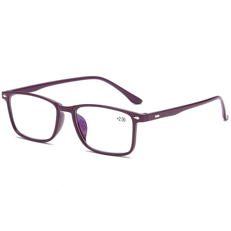 Iboode TR90, Ультралегкая оправа, очки для чтения, анти-голубые лучи, дальнозоркость, очки для мужчин и женщин, дальнозоркость с диоптрией+ 1,0 до 4,0 - Цвет оправы: Purple