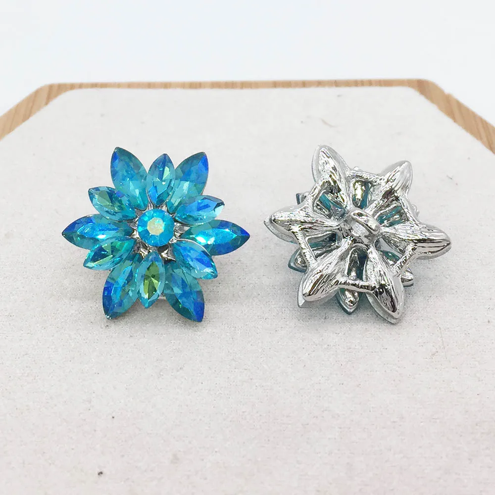 5pcs/lot 27mm Alloy Rhinestone Button For Craft Sewing DIY Handmade Buttons for Clothing Decorative Embellishment 12 Colors