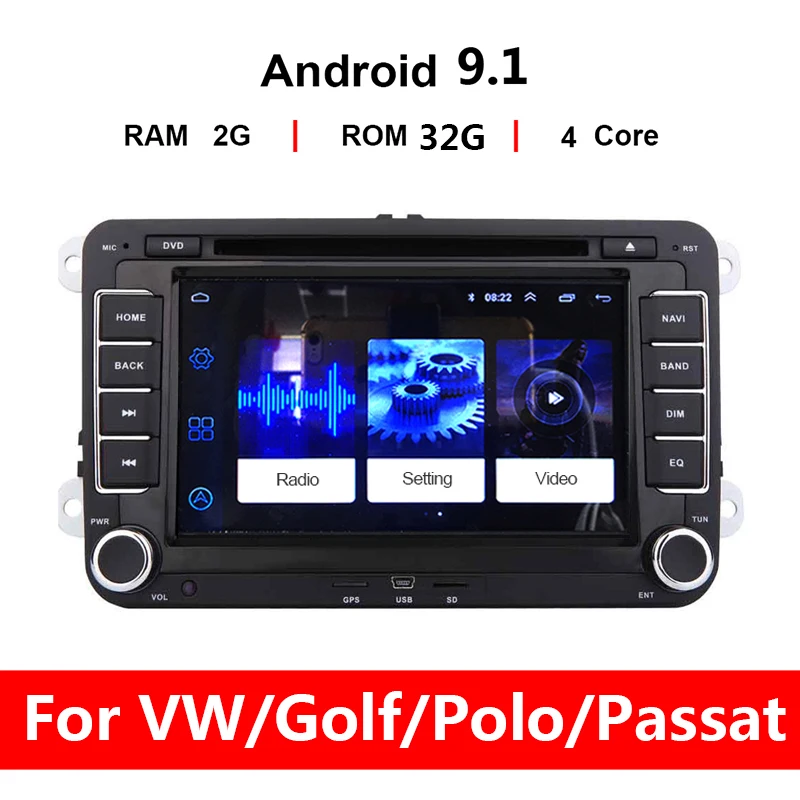 2 Din Android 9,1 Автомагнитола DVD Авторадио gps 7 ''автомобильный мультимедиа для VW/Volkswagen/Golf/Polo/Tiguan/Passat/b7/SEAT/leon/Skoda