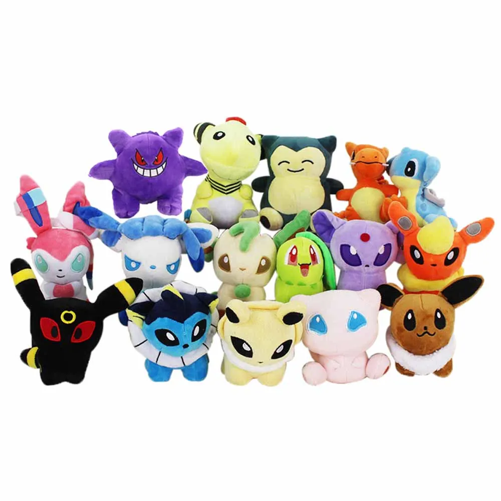 16 шт./лот аниме храп Cyndaquil Ampharos Charizard Lapras Sylveon Eevee Chikorita Плюшевые куклы игрушки