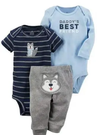 

Children's suits jumpsuit infant baby boy girl suit cotton round neck romper + pants newborn clothes spring and autumn fashion b
