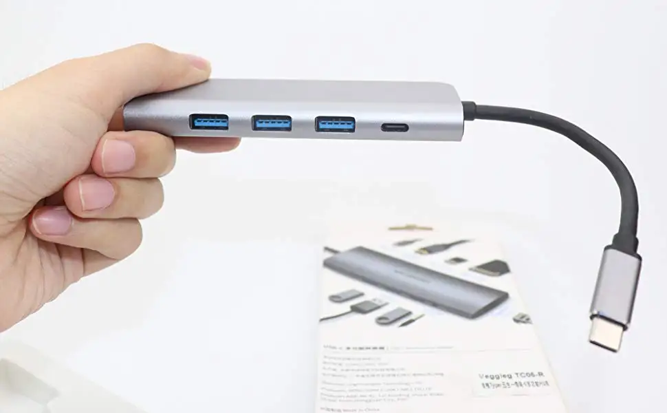 Veggieg USB C концентратор, 7 в 1 USB C адаптер с 4K HDMI, USB 3,0 порты, TF/SD кардридер, и PD для MacBook Pro //