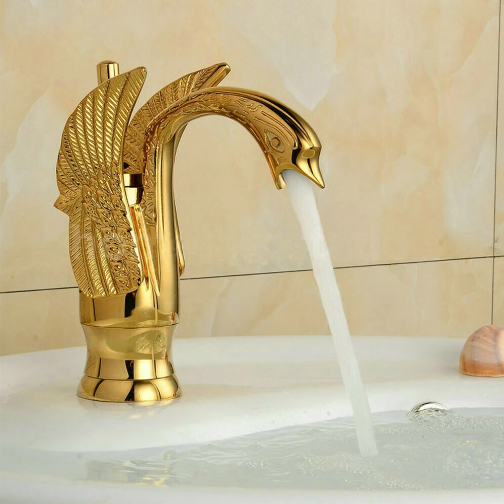 Смеситель для раковины для ванной комнаты, современный Латунный однорычажный Поворотный смеситель для раковины, ретро лебедь
