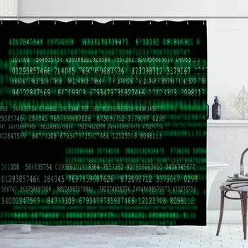 

Shower Curtain for Bathroom 72x72 Binary Digital Secure Data Abstract Cyber Lines Technology Black Science Blur Cg Code Coding