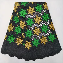 Швейцарские кружева ткань из Дубая сухая кружевная ткань Высокое качество хлопчатобумажная кружевная ткань Tissu Dentelle для вечерние 5 ярдов