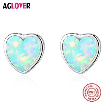 

AGLOVER 2020 New Arrival 925 Sterling Silver Opal Earrings Fashion Charm Heart Earrings For Women's Party Engagement Jewelry