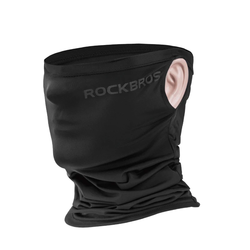 ROCKBROS походные шарфы Бандана Мужская впитывающая пот дышащая походный шарф для шеи Теплая Беговая велосипедная тактическая Балаклава маска для лица - Цвет: Black with ears