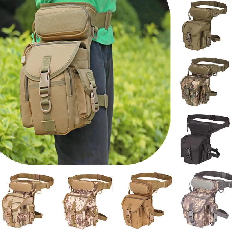 Men's Tactical Outdoor Drop Leg Bag Thigh Pouch Utility Waist Belt Military Bags 
