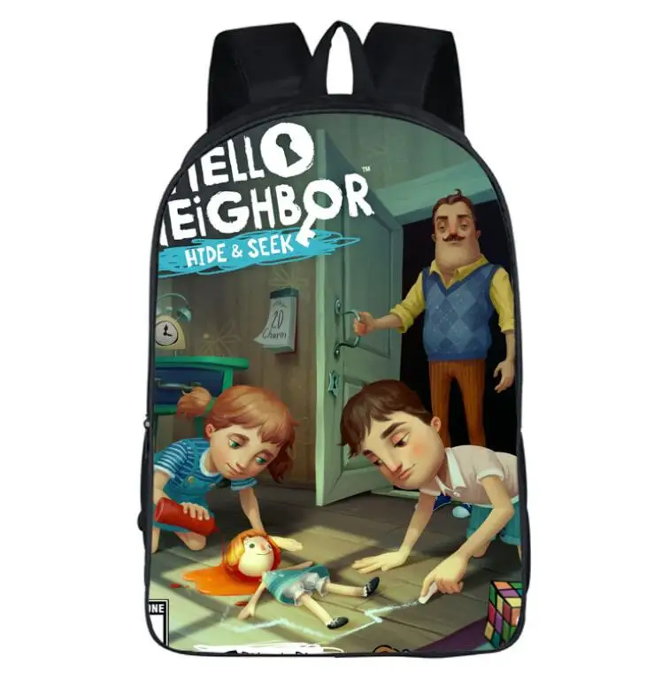 photo color Hello neighor/детские школьные сумки с мультипликационным принтом для девочек и мальчиков, 16 дюймов, детский ортопедический рюкзак, школьный ранец для малышей - Цвет: photo color