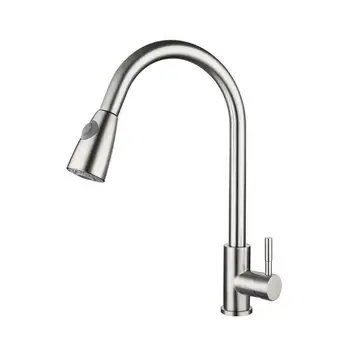 

Modern pull out kitchen handle single handle with pull down spray single lever mixer for bar prep sink polished chrome
