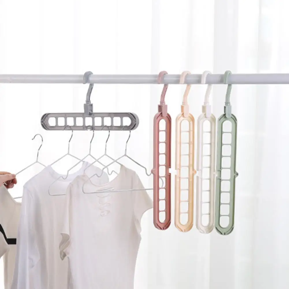 Нескользящая вешалка для одежды и брюк с 9 отверстиями сушки шарфов крючок