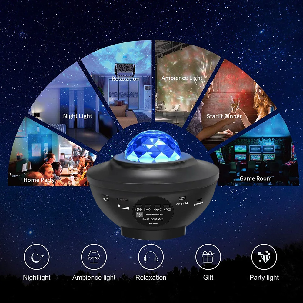 Led Sound Activated Laser Stars Light Projector Galaxy Night Light Projector Bluetooth Music Player Remote Decor Party Wedding Led Night Lights Aliexpress