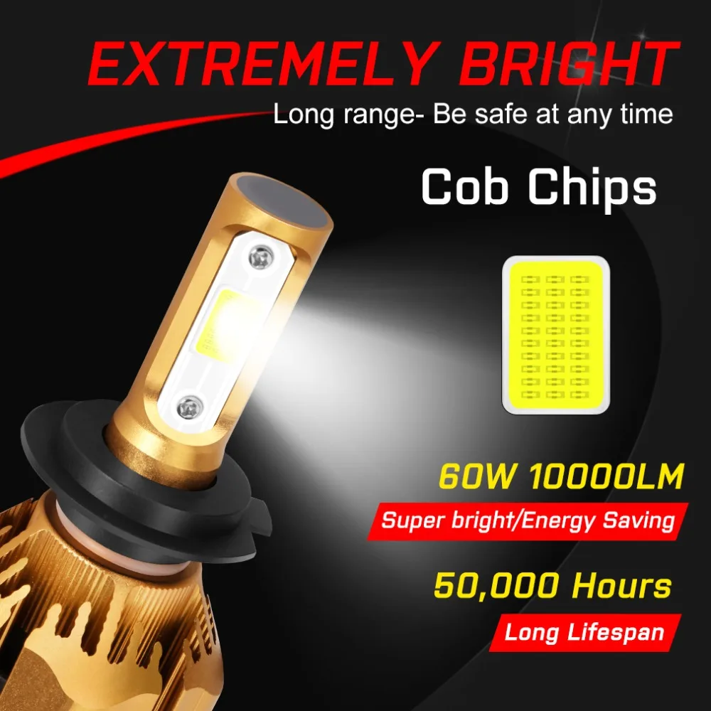 LED Car Headlight Bulbs H1 H3 H4 LED H7 H11 HB3 9005 HB4 9006 H13 9004 HB1 9007 HB5 9012 HB2 10000LM Auto Fog Light Lamp 60W 12V