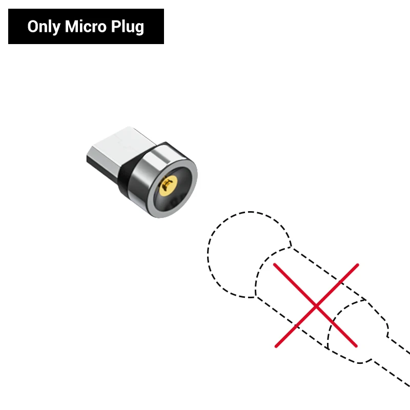 TOPK AM28 Магнитный кабель с поворотом на 360 градусов, кабель Micro usb type C, Магнитный зарядный светодиодный usb-кабель для iPhone 11 XR XS Max X 8 7 - Цвет: Only Micro USB Plug