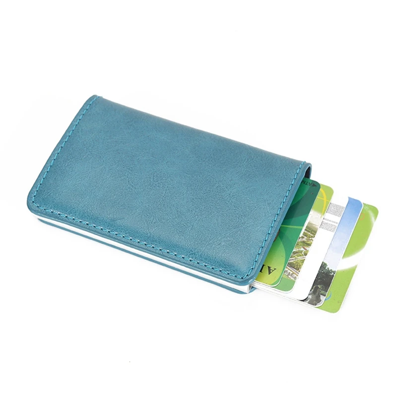 BL 1PC Stainless Steel Anti-theft Credit Card Box RFID Anti-magnetic Aluminum Credit Card Holder Package Business Card Holder Purse - Цвет: BL