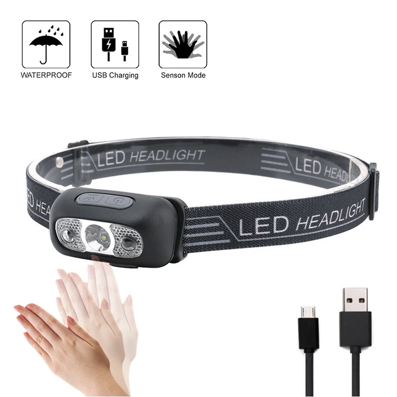 Светодиодный налобный фонарь Головной с зарядкой от USB датчиком движения