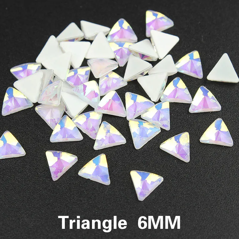 Новое поступление 30 шт. дизайн ногтей Стразы Декор прозрачный AB белый низ Кристальные бусины камни для 3D украшения для ногтей - Цвет: Triangle 6mm