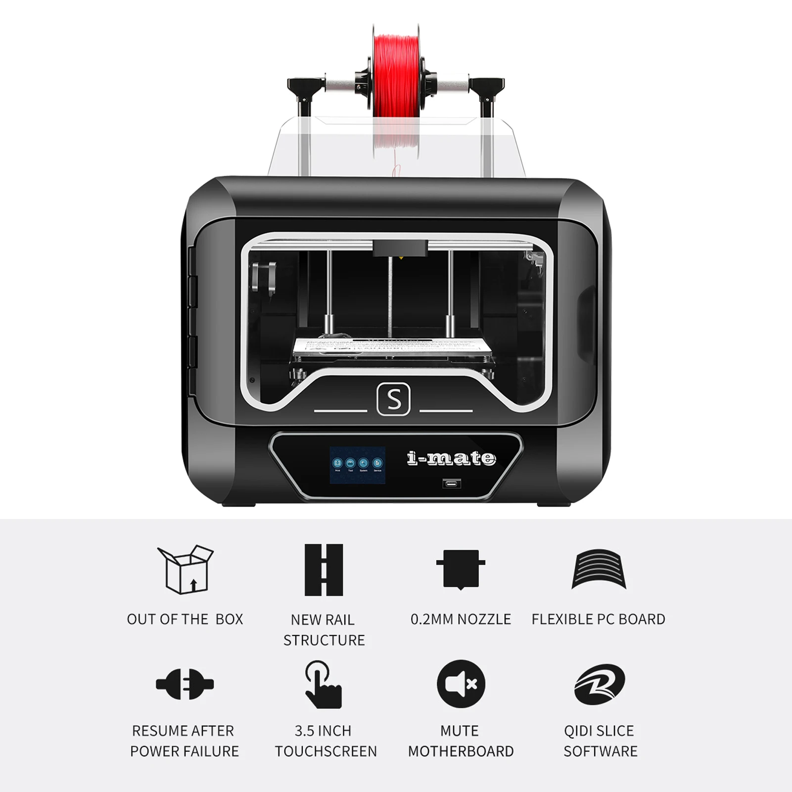 QIDI TECH i-mates Full Assembled 3D Printer with 3.5 Inch Touchscreen Resume Printing Quick Leveling WiFi Function 260x200x200mm large 3d printer