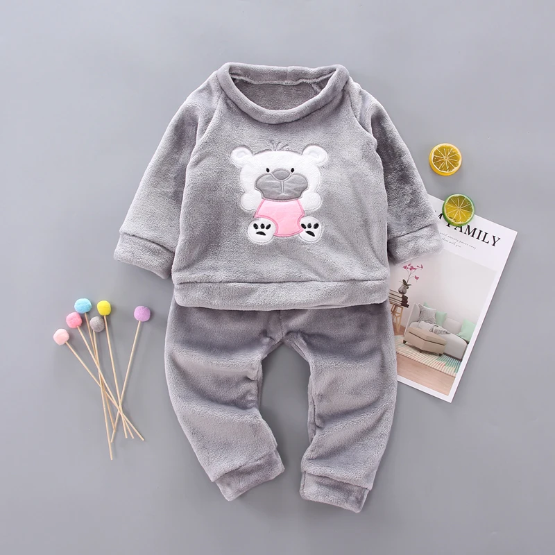 

IENENS Baby Winter Clothes Set Boy Girl Warm Soft Clothing Suit Kids Cartoon Bear Sweatshirt + Pants Outfits 1-4 Years