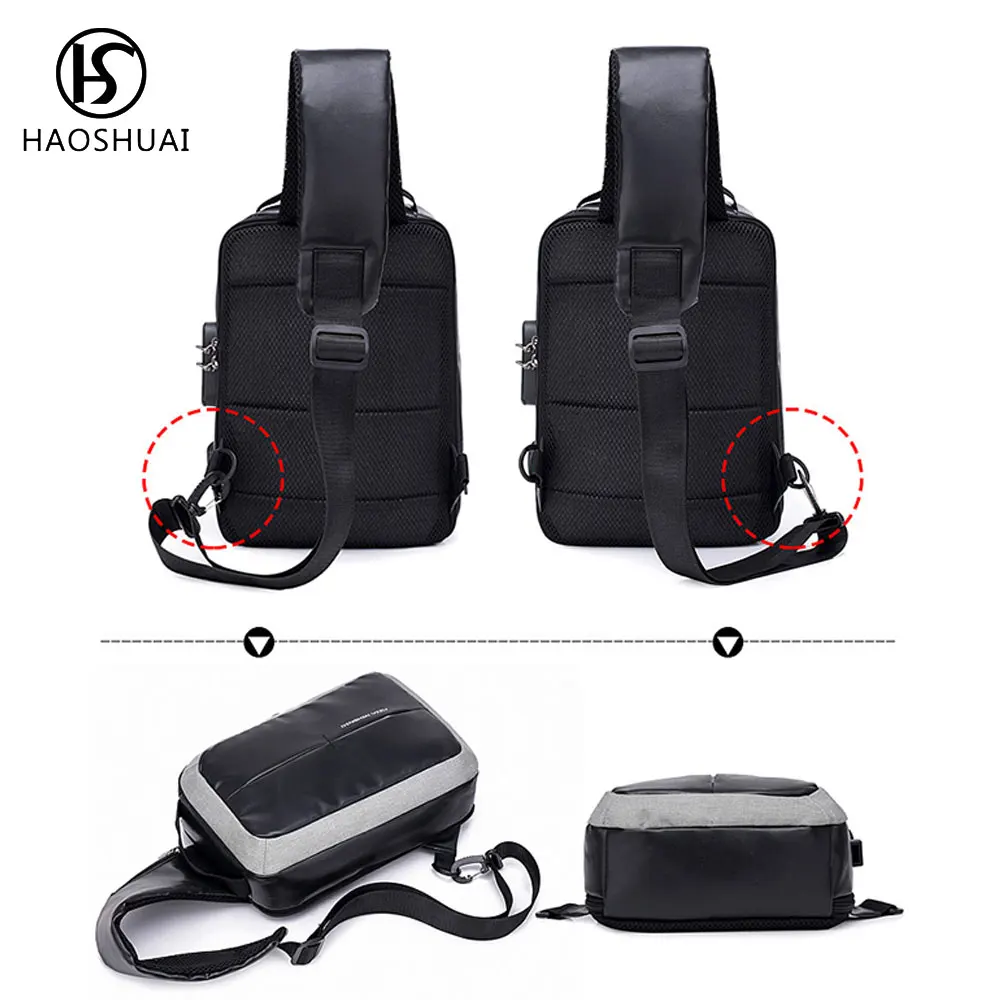 Нагрудная сумка для мужчин, зарядка через usb, слинг, сумка через плечо, противоугонная сумка через плечо, нейлоновая, водонепроницаемая, мессенджеры, новинка