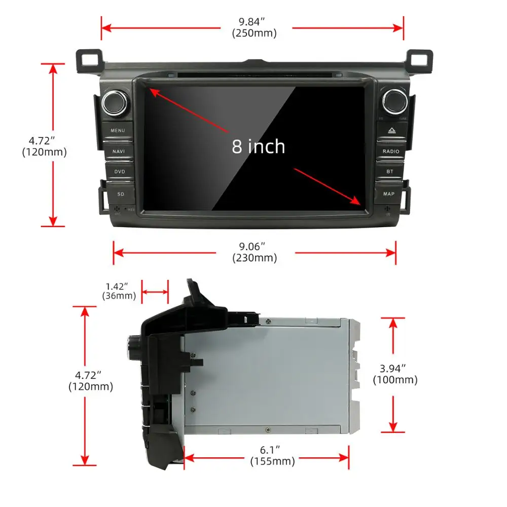 Автомагнитола 2DIN 8 дюймов Android 9 0 ядер для 2013 2014 2015 RAV4 GPS Wi Fi|Мультимедиаплеер авто| |