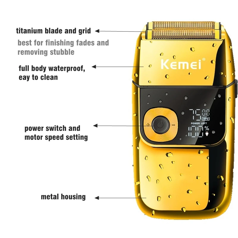Electric Shaver Original Metal Housing Barber Pro Beard Hair For Men Rechargeable Bald Head Shaving Machine Set