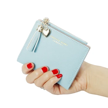 

Leather Women Wallet Tassel Card Holder New Candy Color Credit Card Mini Wallet Brand Woman Business Card Holder