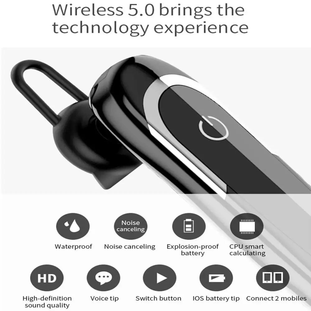Bluetooth наушники Беспроводная гарнитура 28 часов вождения гарнитура 60 дней в режиме ожидания с шумоподавлением Микрофон чехол для гарнитуры