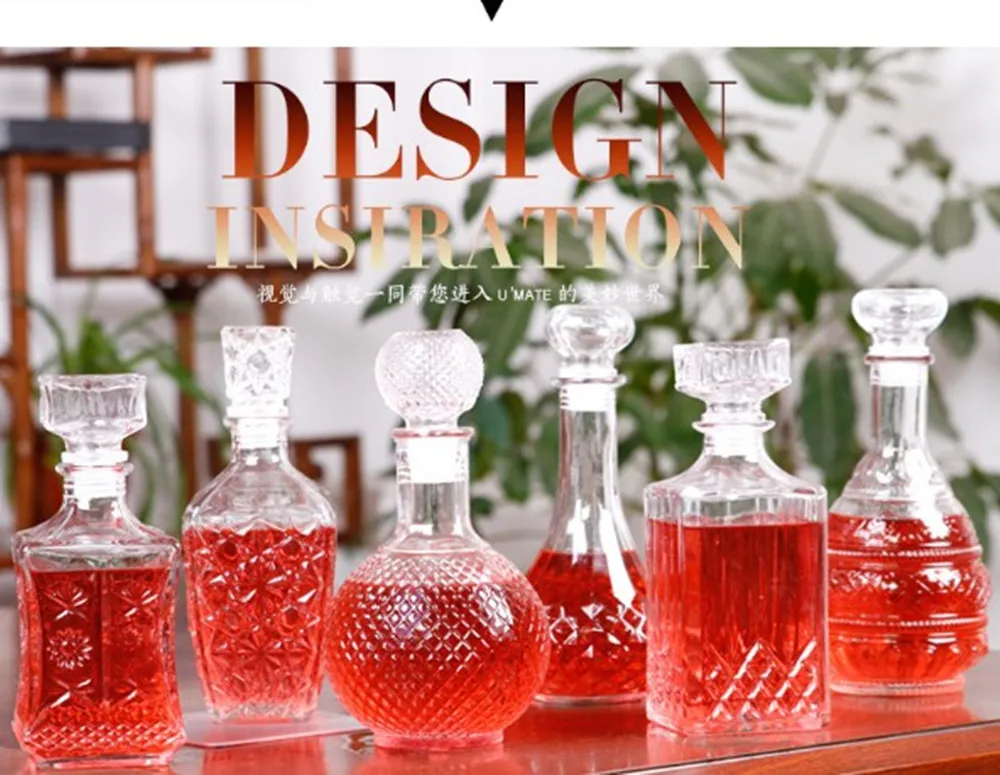 Стеклянная красная бутылка для вина Графин контейнер виски, ликер Carafe воды кувшин алкоголя стеклянный декантатор бутылка
