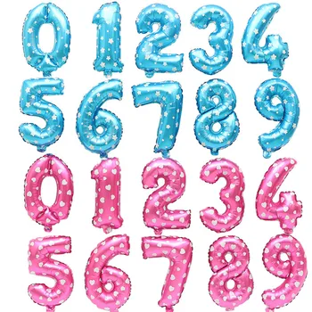 

1pcs 16/32/40 inch Blue Pink Number balloon Aluminium Foil balloon 0~9 birthday party decor baby shower wedding balloon supplies
