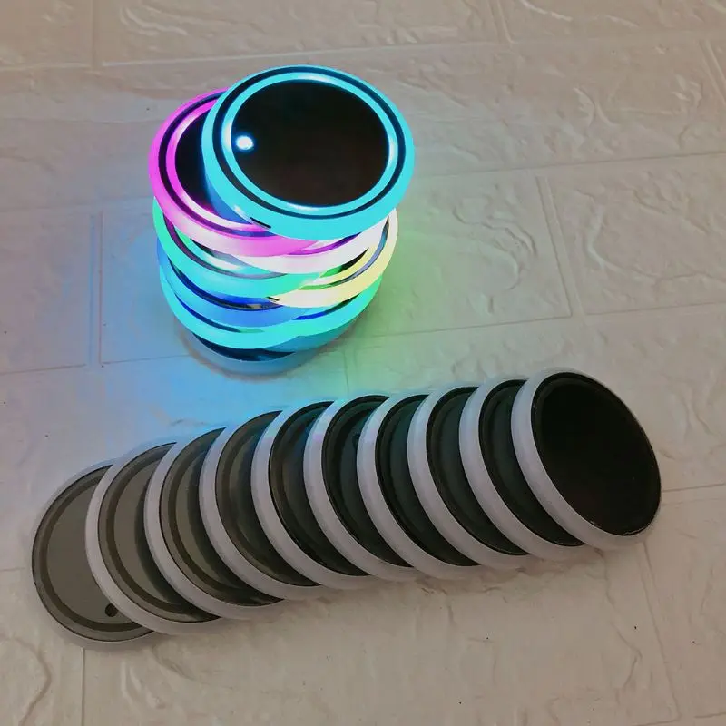 Светодиодный автомобиль подставка огни 7 цветов Изменение usb зарядка коврик Люминесцентная чашка Pad