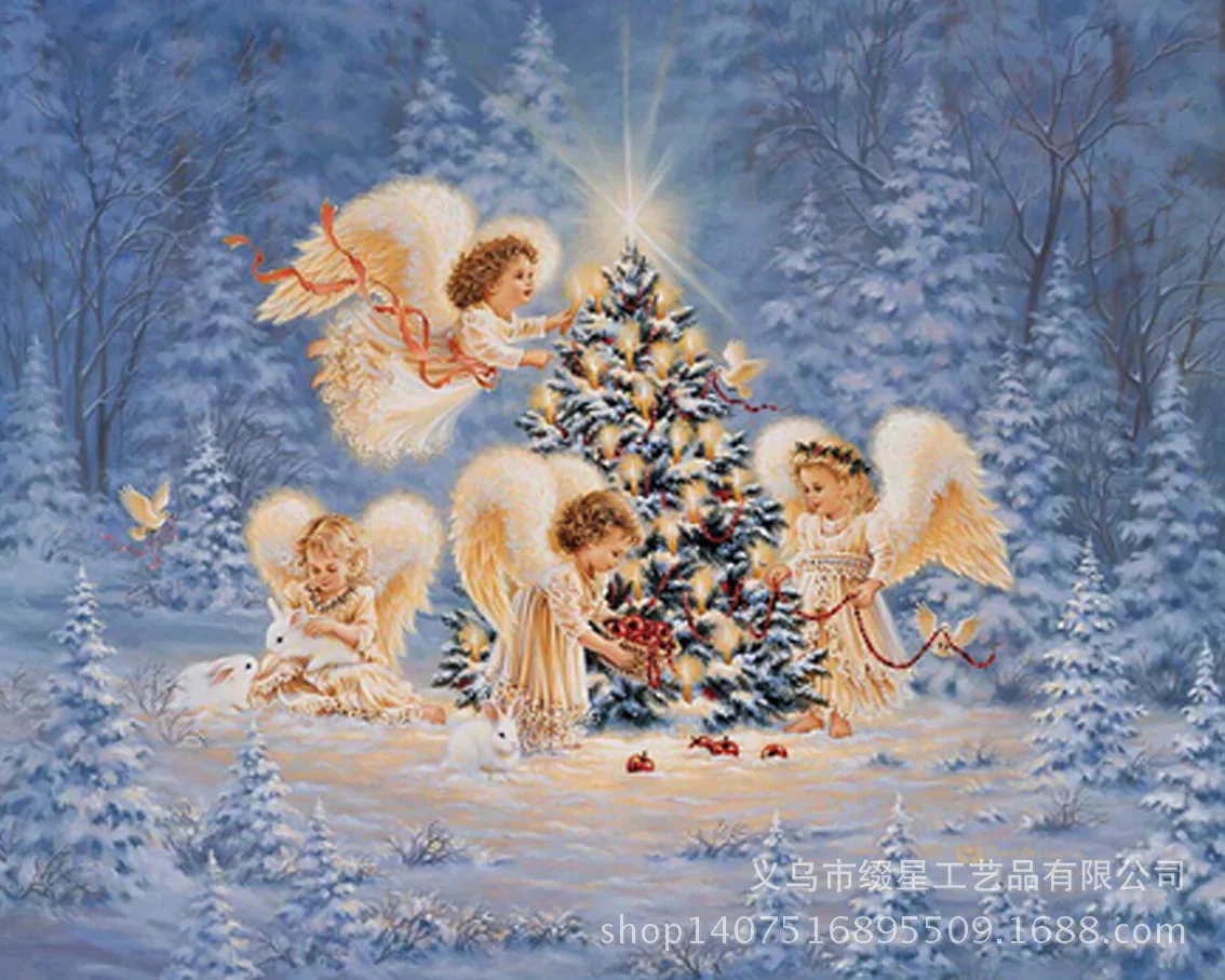 

Christmas Tree And Angel Resin Full of Crystals Gift Support