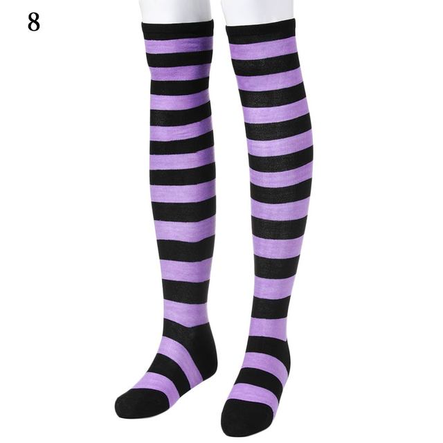 Elastic Over Knee Stripe Stockings Women Warm Fashion Knitted Cotton Cute Long Socks Casual Thigh High 12 Colors