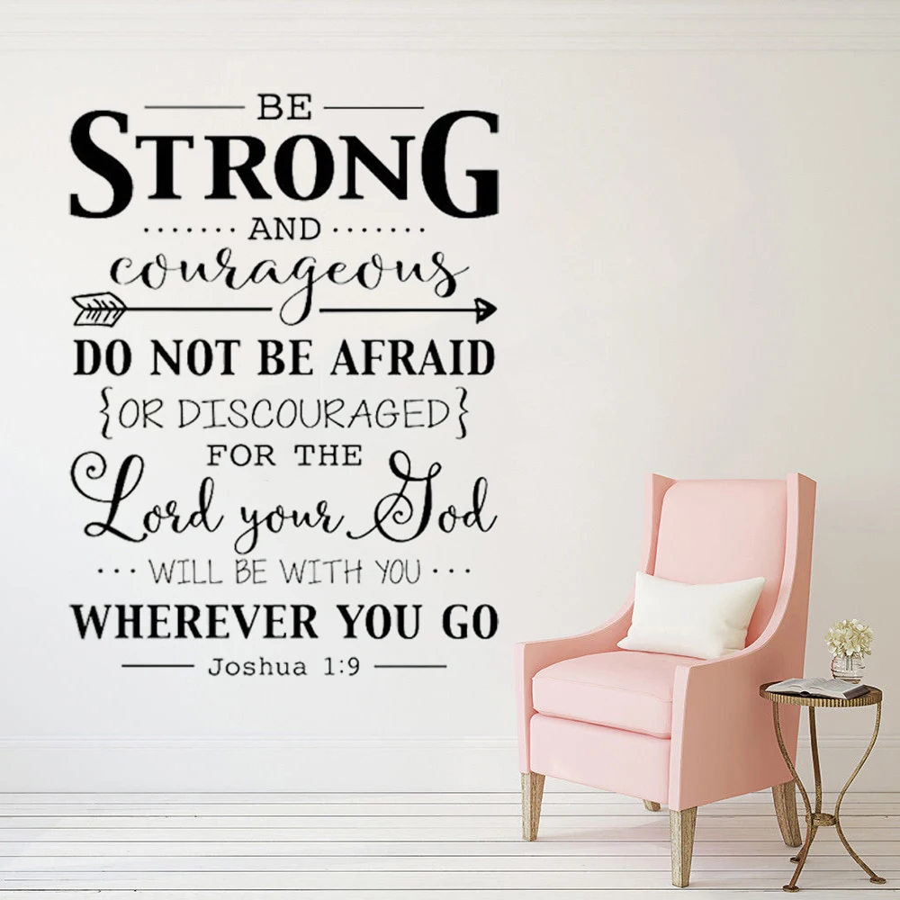 Be Strong And Courageous Quotes Wall Decals Bible Verse Christian Decor