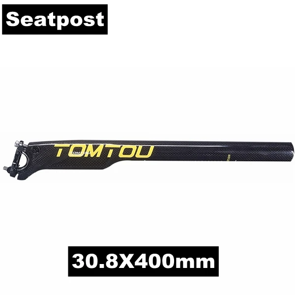 SeatPost 30.8MM TOMTOU желтый глянцевый 3K углеродный руль MTB велосипед наборы велосипед подъем/плоский руль+ подседельный штырь+ ствол-TS6T39 - Цвет: SeatPost 30.8MM