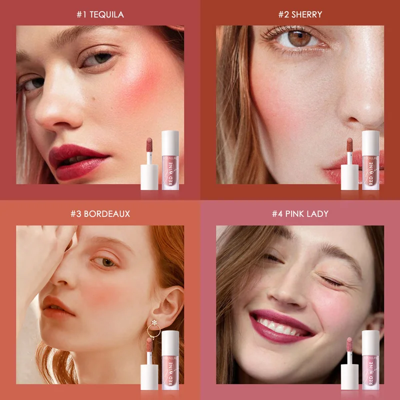 FOCALLURE Hangover Red Wine Blusher 4 Colour Natual Makeup Face Liquid Blush Long Lasting Cosmetics liquid blush