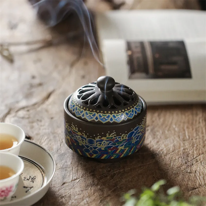 Керамическая Cloisonne курильница креативный эмалированный аромаспираль держатель курильница печь для ароматерапии использование в Teaho использование украшения дома