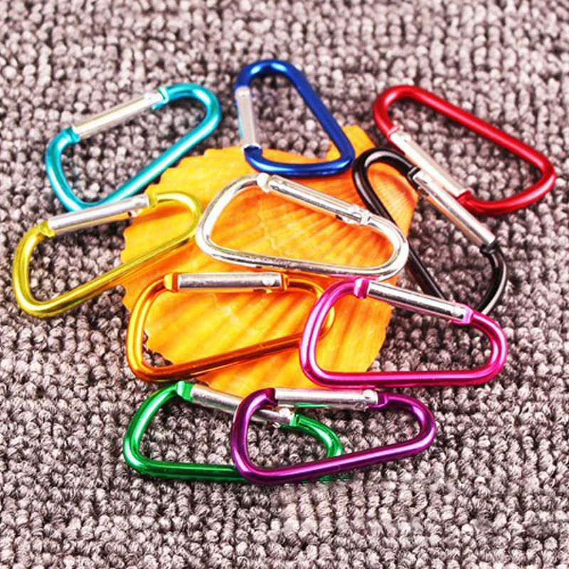 

50Pcs/100Pcs Climbing Button Carabiner Camping Outdoor Sports Hiking Hook Aluminium Safety Buckle Keychain Quickdraws 9 Colors